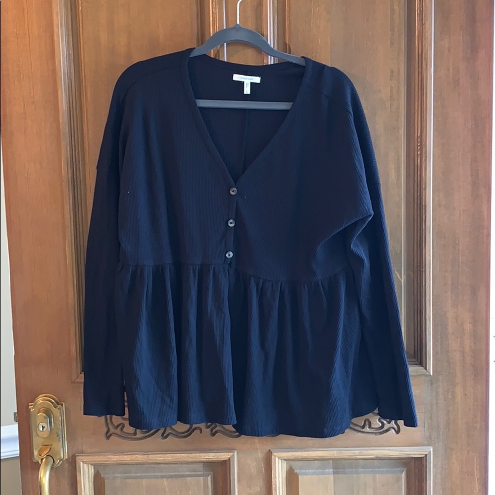 Long sleeve black peplum blouse